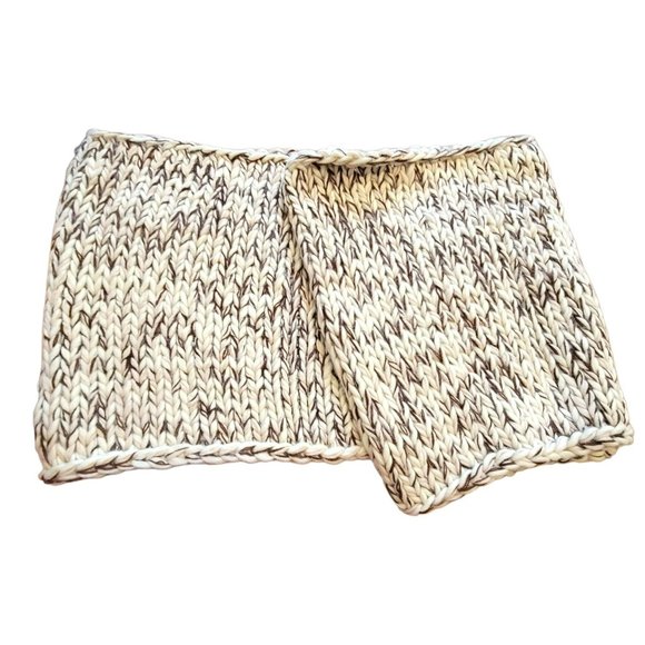 Lands' End Chunky Infiniti Scarf Brown Cream Plaid Extra Soft DH558 - Picture 2 of 4